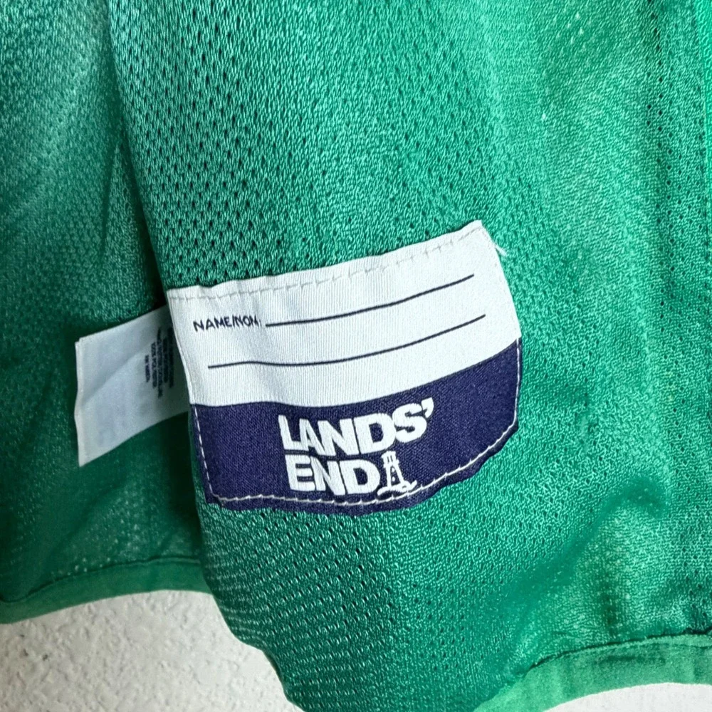 Lands End Kids Green Abstract Camo Hooded Windbreaker Jacket XS 4-5